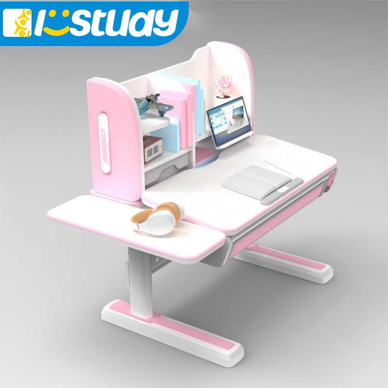 Kids Room Study Table with Bookshelf Design