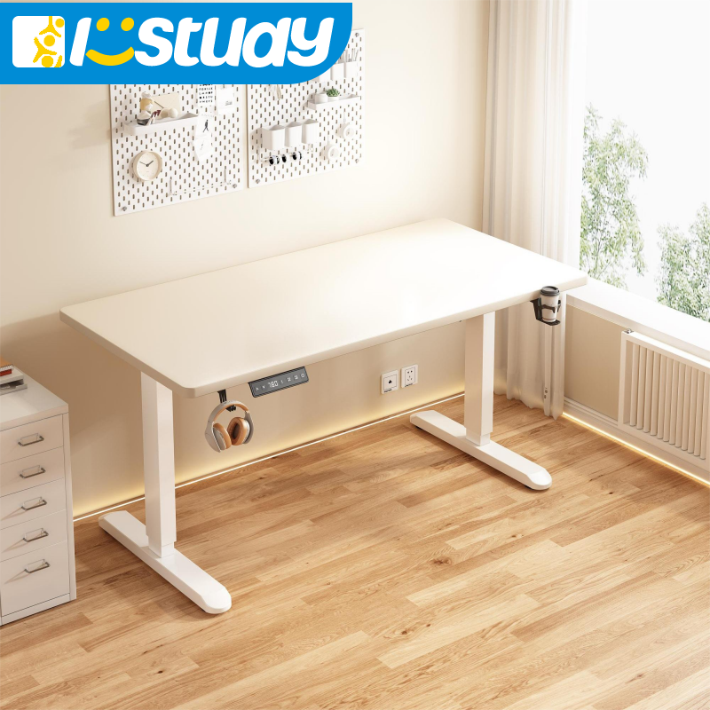 Mesa de estudio de madera maciza ajustable de altura eléctrica para niños