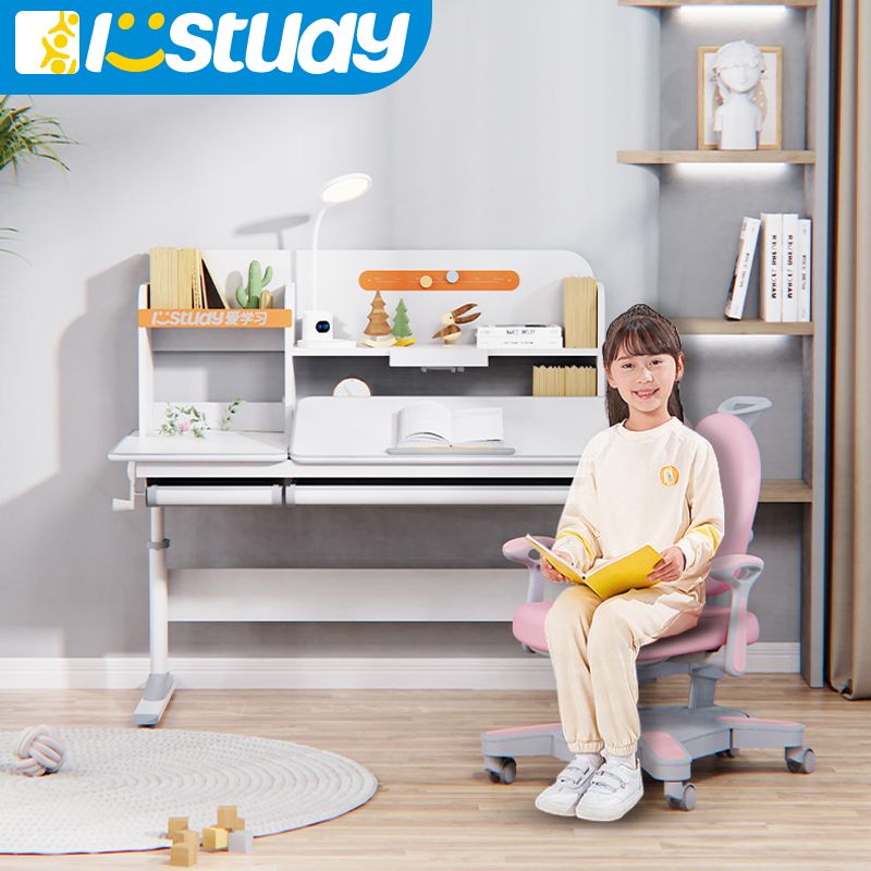 Ergonomic Childrens White Wooden Study Desk