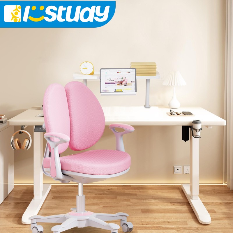 Istudy Childrens Study Desk, Adjustable, White, 1.4m, with Storage Drawer & Ergonomic Chair (2)