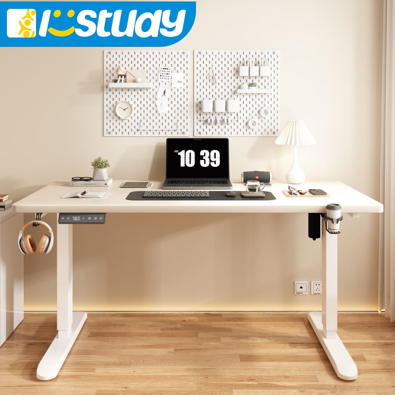 Istudy Children's Study Desk, Adjustable, White, 1.4m, with Storage Drawer and Ergonomic Chair